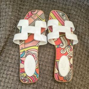 Hermes Oran Sandals in white